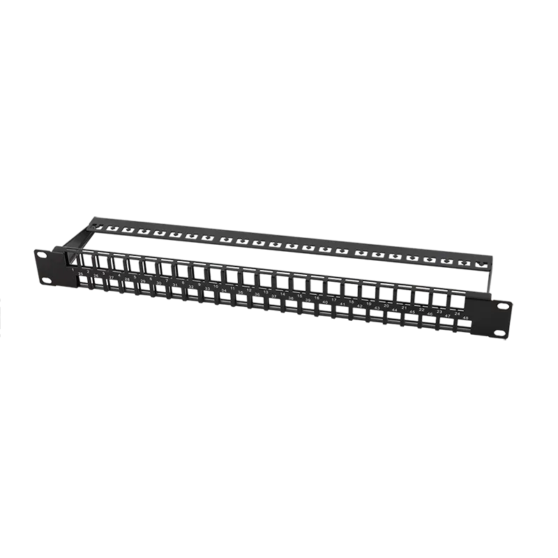 19" Patchpanel für 48 Keystone Module, 1 HE, unbestückt, Schwarz
