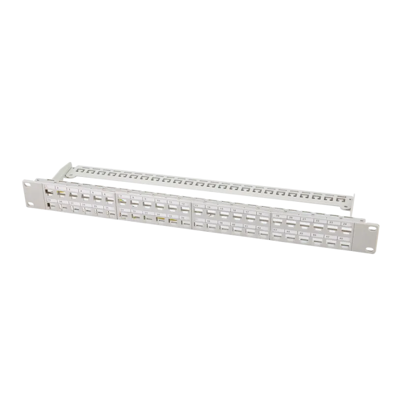 19" Patchpanel für 48 Keystone Module, 1 HE, unbestückt, geschirmt, Grau