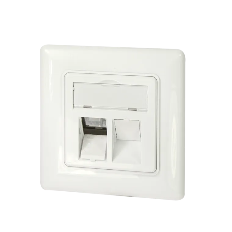 Unterputzdose für 2 Keystone-Module, 45° Schrägauslass, designkompatibel, Reinweiß