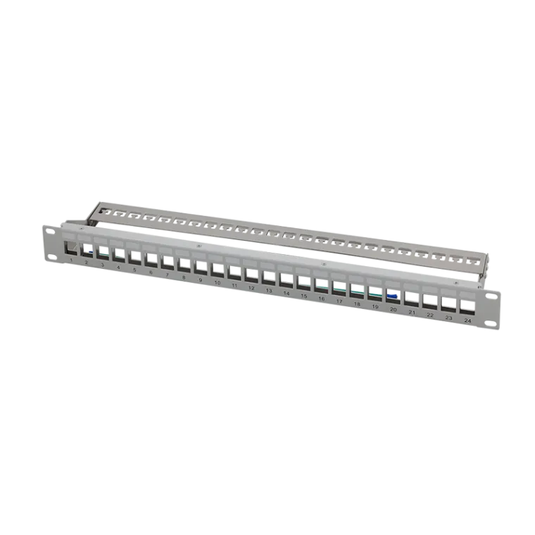 19" Patchpanel für 24 Keystone-Module mit Kabelabfang