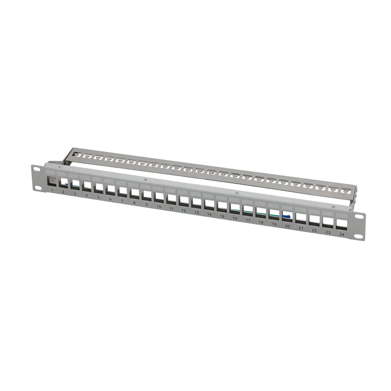 19" Patchpanel für 24 Keystone-Module mit Kabelabfang