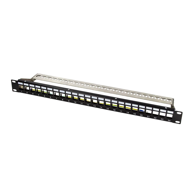 19" Patchpanel für 24 Keystone-Module mit Kabelabfang