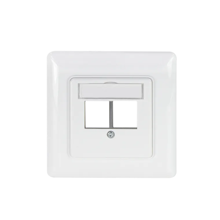 Unterputzdose für 2 Keystone-Module, gerader Auslass, Signalweiß