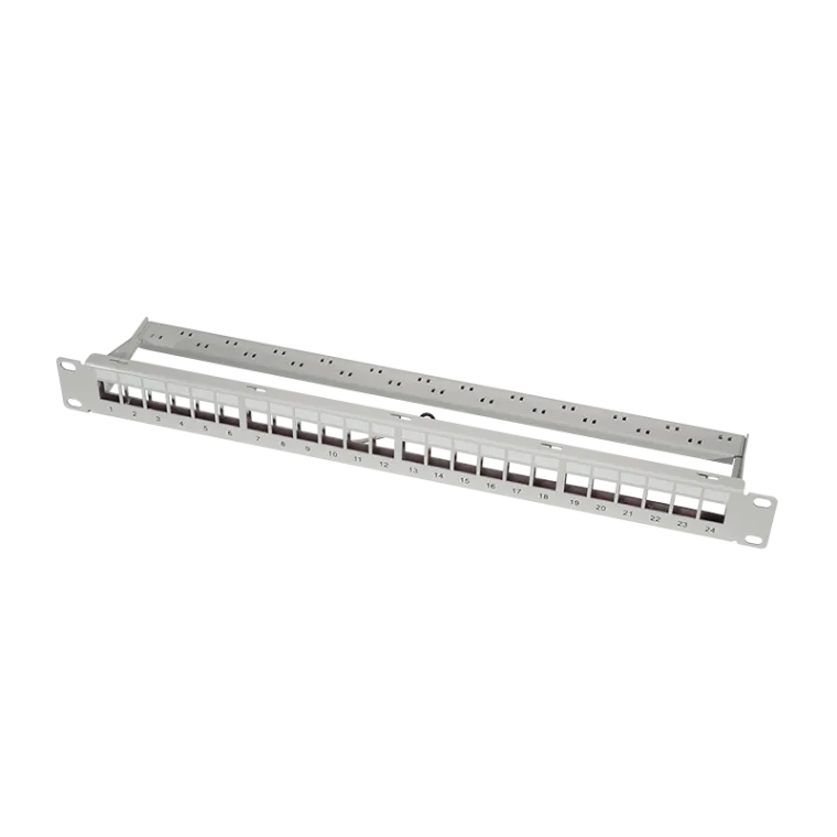 Keystone Panel 1HE, 24 Port, geschirmt, Economy-Ausführung, Grau