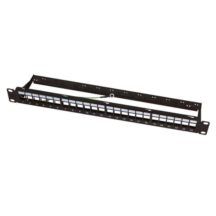 Keystone Panel 1HE, 24-Port, geschirmt, Economy-Ausführung, Schwarz