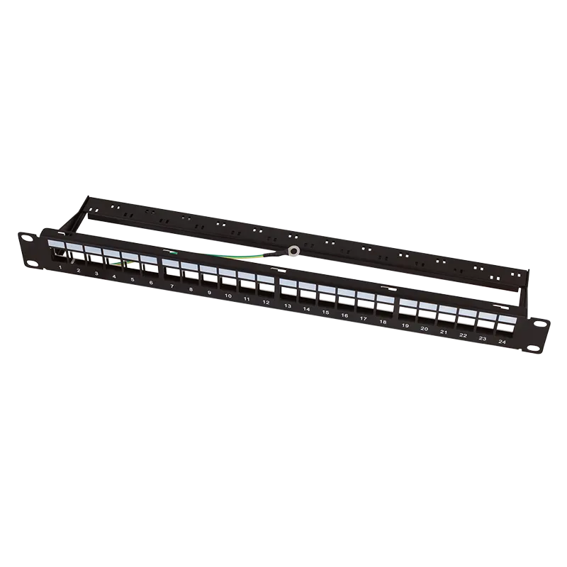 Keystone Panel 1HE, 24-Port, geschirmt, Economy-Ausführung, Schwarz