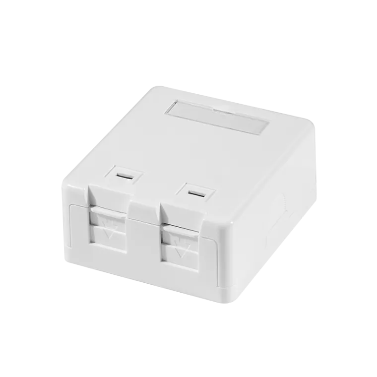 Aufputzdose für 2 Keystone Module, mit Verschlussklappe, Weiß