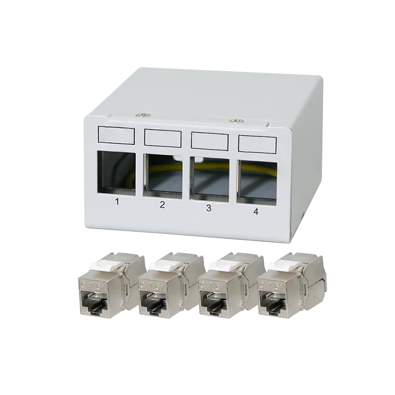 Patch Panel 4 Port mit 4 Cat.6A Keystone Modulen