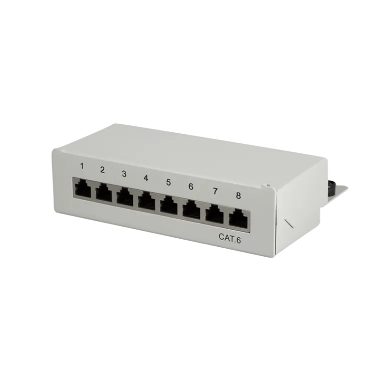 Cat.6 Patchpanel 8 Ports geschirmt, Desktop, Hellgrau