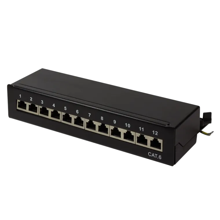 Cat.6 Patchpanel 12 Ports geschirmt, Desktop, Schwarz