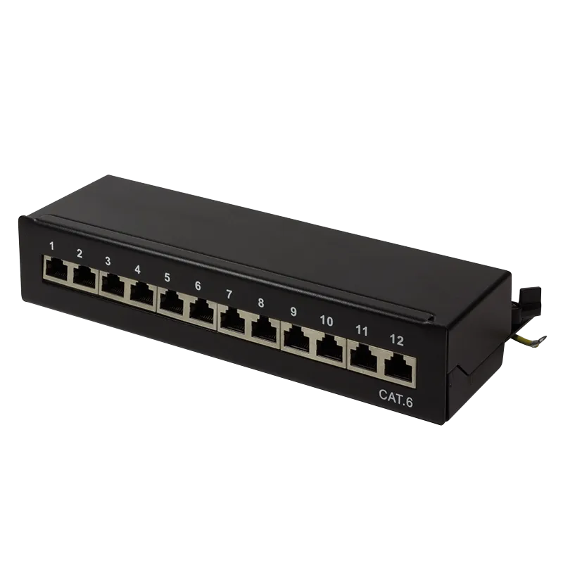 Cat.6 Patchpanel 12 Ports geschirmt, Desktop, Schwarz