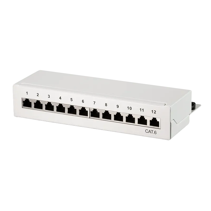 Cat.6 Patchpanel 12 Ports geschirmt, Desktop, Hellgrau
