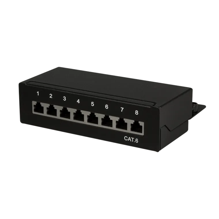 Cat.6 Patchpanel 8 Ports geschirmt, Desktop, Schwarz