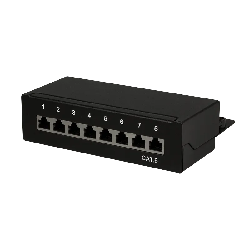 Cat.6 Patchpanel 8 Ports geschirmt, Desktop, Schwarz