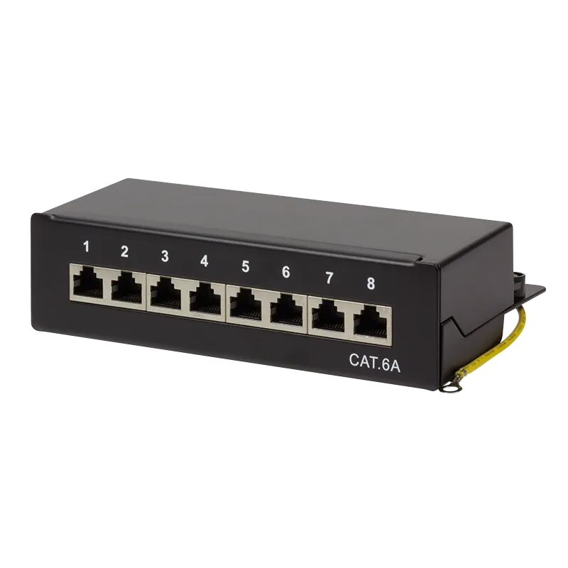 Cat.6A Patchpanel 8 Ports geschirmt, Desktop, Schwarz