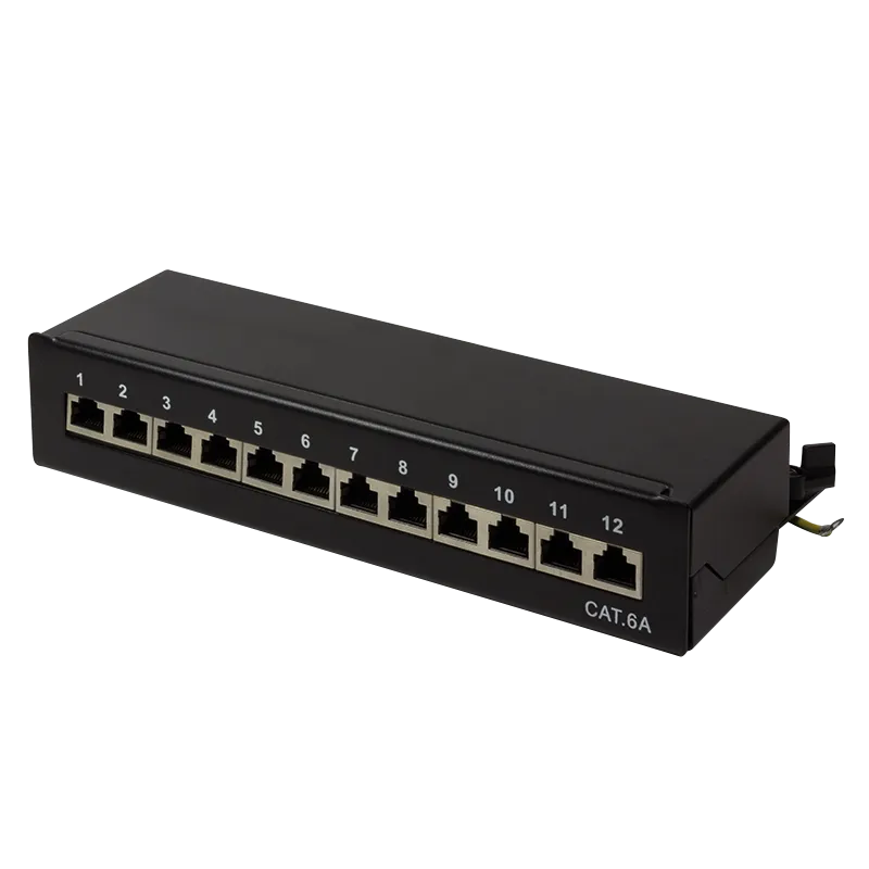 Cat.6A Patchpanel 12 Ports geschirmt, Desktop, Schwarz