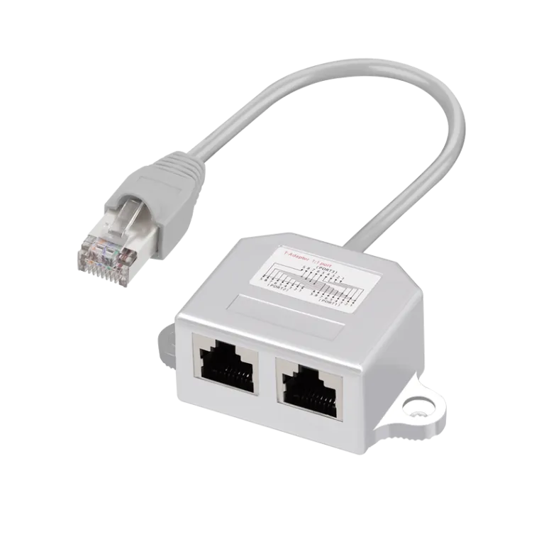T-Adapter RJ45 Stecker auf 2 x RJ45 Buchse, 1:1 Port Doppler, geschirmt