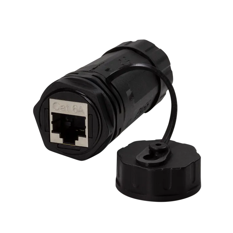Cat.6A Outdoor Schraub-Kupplung 2 x RJ45, IP68, mit Kabelmuffe
