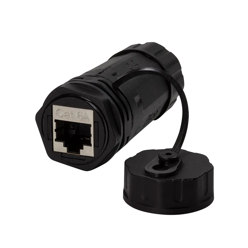 Cat.6A Outdoor Schraub-Kupplung 2 x RJ45, IP68, mit Kabelmuffe