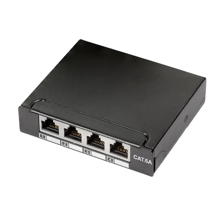 Cat.6A Patchpanel / Mini Verteiler, 4 Ports, geschirmt