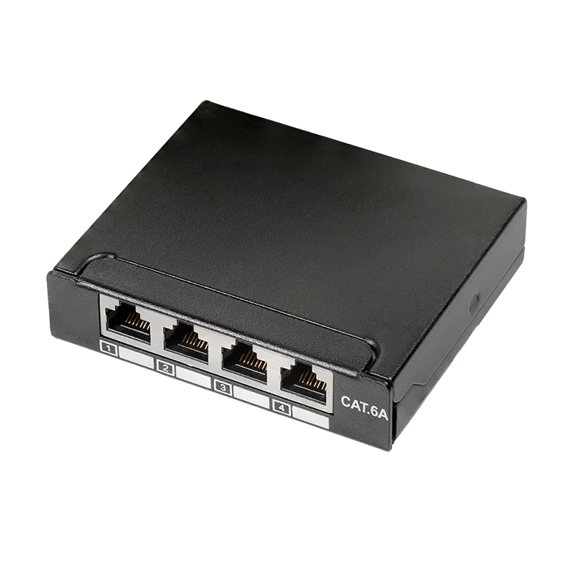 Cat.6A Patchpanel / Mini Verteiler, 4 Ports, geschirmt