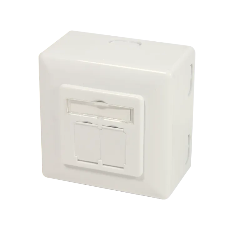Cat.6A Netzwerkdose UP+AP 2 x RJ45 geschirmt, Reinweiß