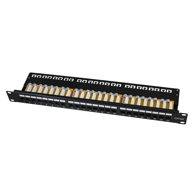 Cat.6A Patchpanel 24-Port UTP, 90° LSA Anschluss