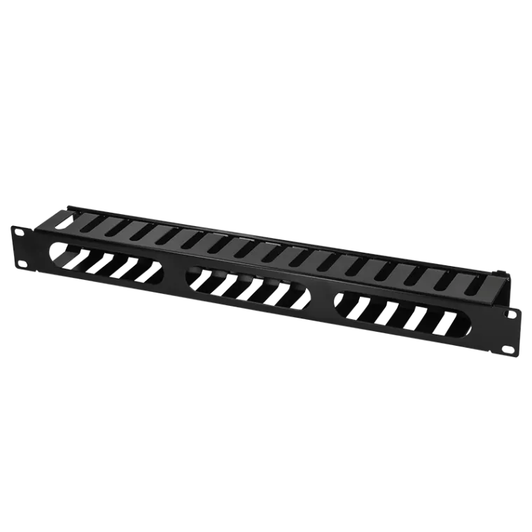 19" Rangierpanel mit Frontklappe, 1 HE, Schwarz