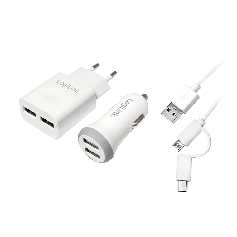 USB-A Ladeset, 10,5 W / 10 W, 2-fach, 2x USB-A, Weiß
