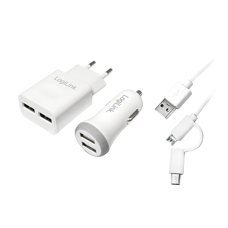 USB-A Ladeset, 10,5 W / 10 W, 2-fach, 2x USB-A, Weiß
