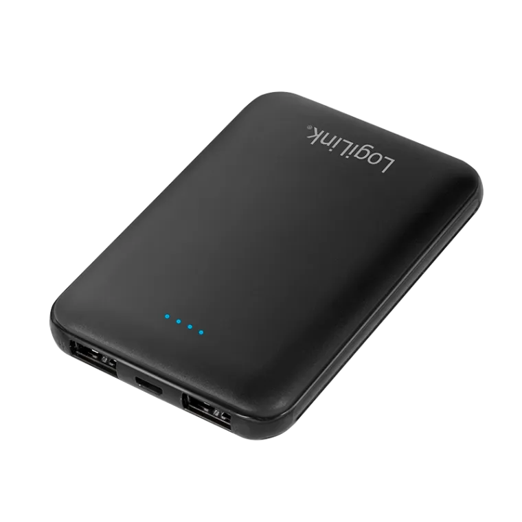 Powerbank 5.000 mAh, 2x USB-A, slim, schwarz
