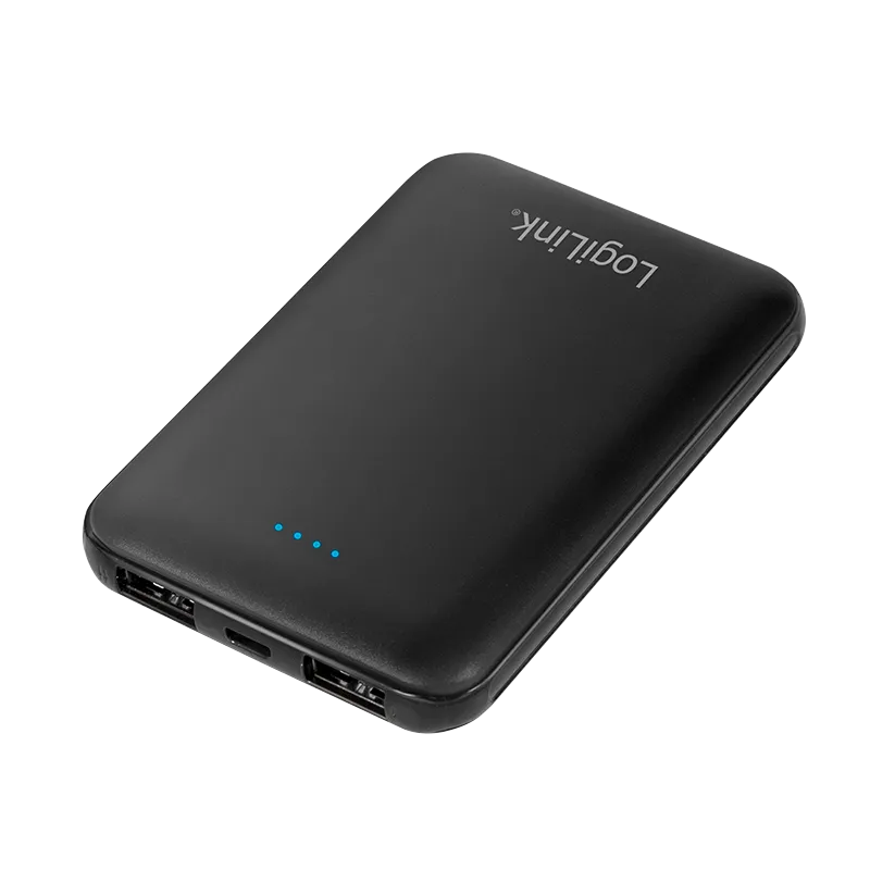 Powerbank 5.000 mAh, 2x USB-A, slim, schwarz