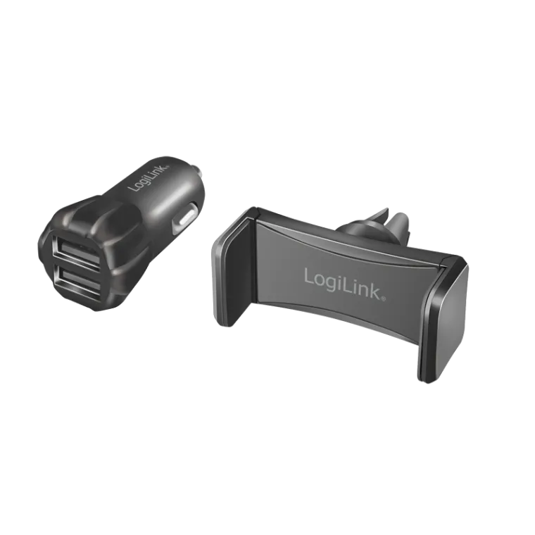USB Kfz Ladegerät + Smartphone Halterung im Set