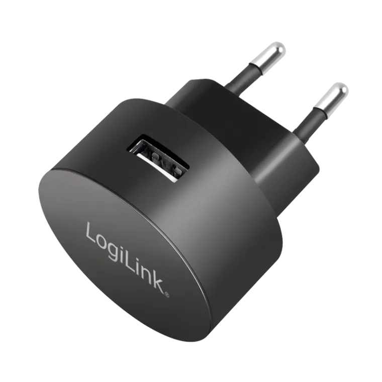 USB-A Ladegerät, 10,5W, 1-fach, 1x USB-A, rund, Schwarz
