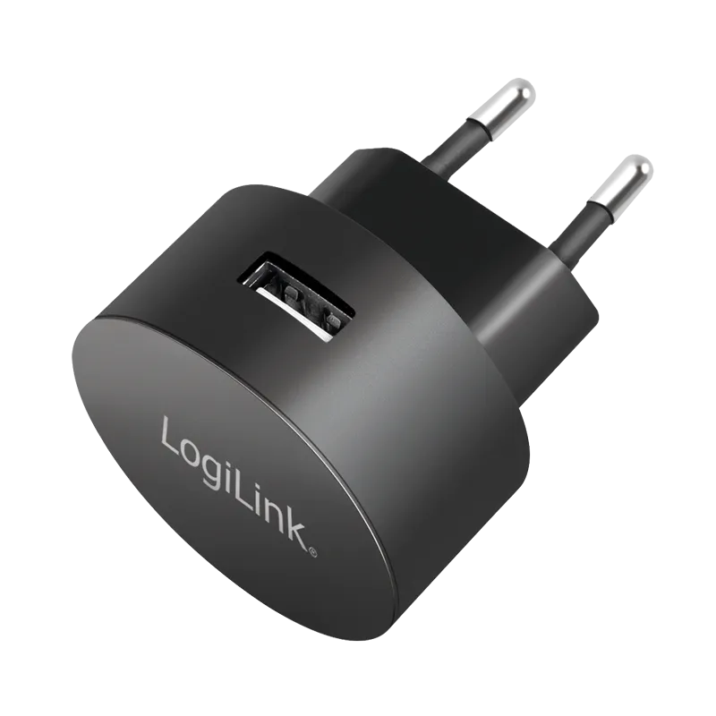 USB-A Ladegerät, 10,5W, 1-fach, 1x USB-A, rund, Schwarz