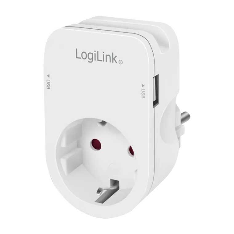 USB-A Ladegerät, 17 W, 2-fach, 2x USB-A, 1x CEE 7/3, Ladeschale, Weiß