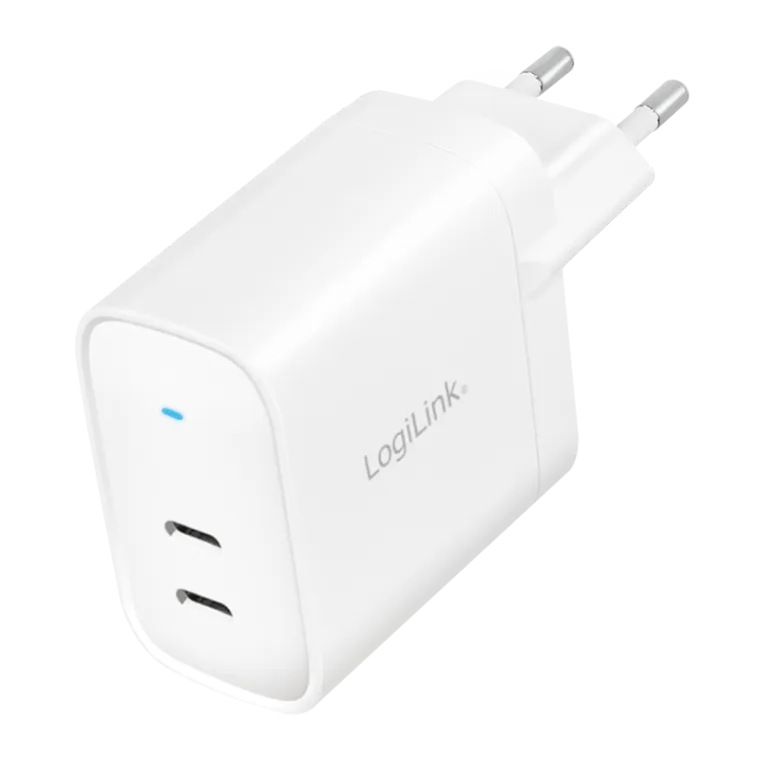 USB-C Ladegerät, 40 W, GaN, 2-fach, 2x USB-C (PD), Weiß