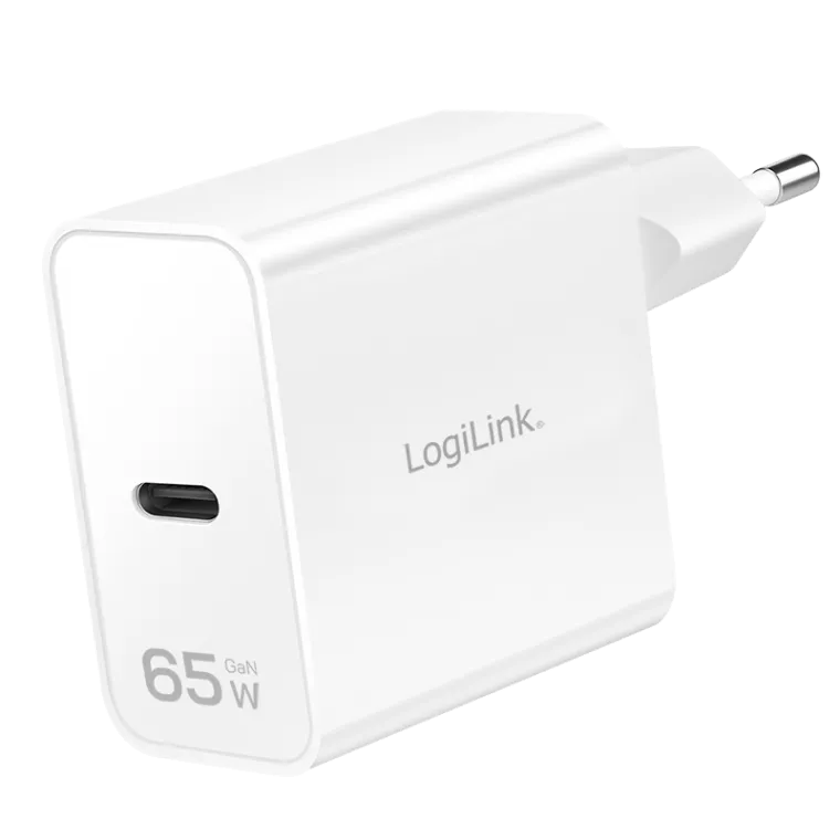 USB-C Ladegerät, 65 W, GaN, 1-fach, 1x USB-C (PD / QC), Weiß