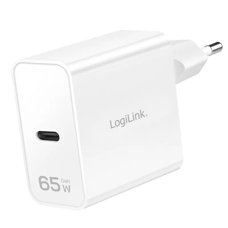 USB-C Ladegerät, 65 W, GaN, 1-fach, 1x USB-C (PD / QC), Weiß