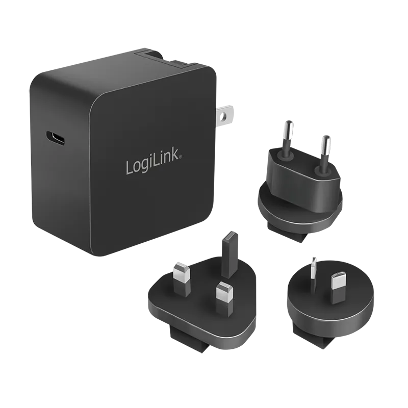 USB-C Reiseladegerät, 65 W, GaN, 1-fach, 1x USB-C (PD), Schwarz