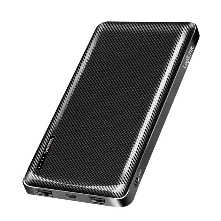 Powerbank 10.000 mAh, 2x USB-A, USB-C, mit Schnellladenfunktion, schwarz