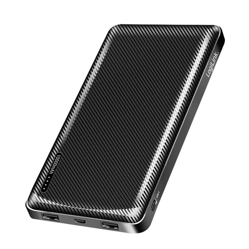 Powerbank 10.000 mAh, 2x USB-A, USB-C, mit Schnellladenfunktion, schwarz