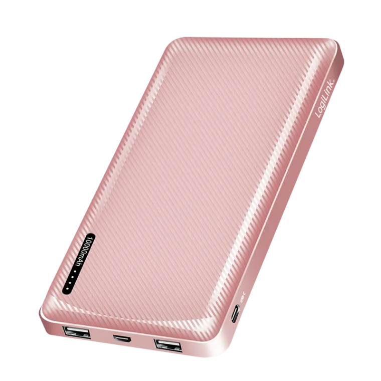 Powerbank 10.000 mAh, 2x USB-A, USB-C, mit Schnellladenfunktion, roségold
