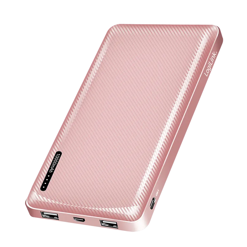 Powerbank 10.000 mAh, 2x USB-A, USB-C, mit Schnellladenfunktion, roségold