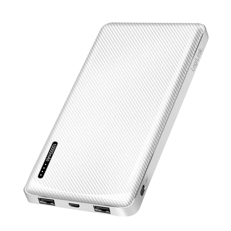 Powerbank 10.000 mAh, 2x USB-A, USB-C, mit Schnellladenfunktion, weiß
