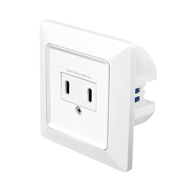 Unterputz-Steckdose, 2x USB-C, 25 W, PD, Einbautiefe: 35 mm, weiß