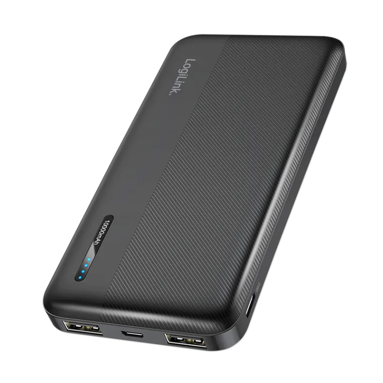 Powerbank 10.000 mAh, 2x USB-A, USB-C, mit Schnellladenfunktion, schwarz