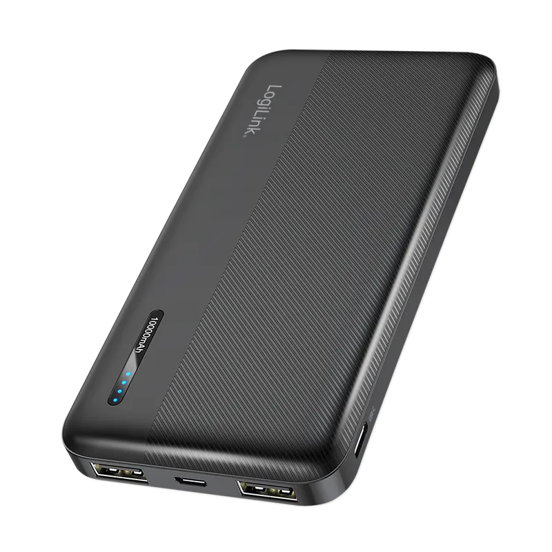 Powerbank 10.000 mAh, 2x USB-A, USB-C, mit Schnellladenfunktion, schwarz