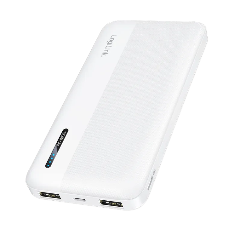 Powerbank 10.000 mAh, 2x USB-A, USB-C, mit Schnellladenfunktion, weiß