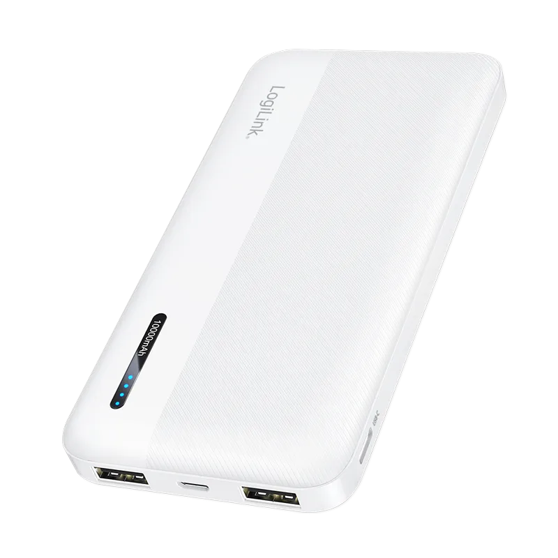 Powerbank 10.000 mAh, 2x USB-A, USB-C, mit Schnellladenfunktion, weiß